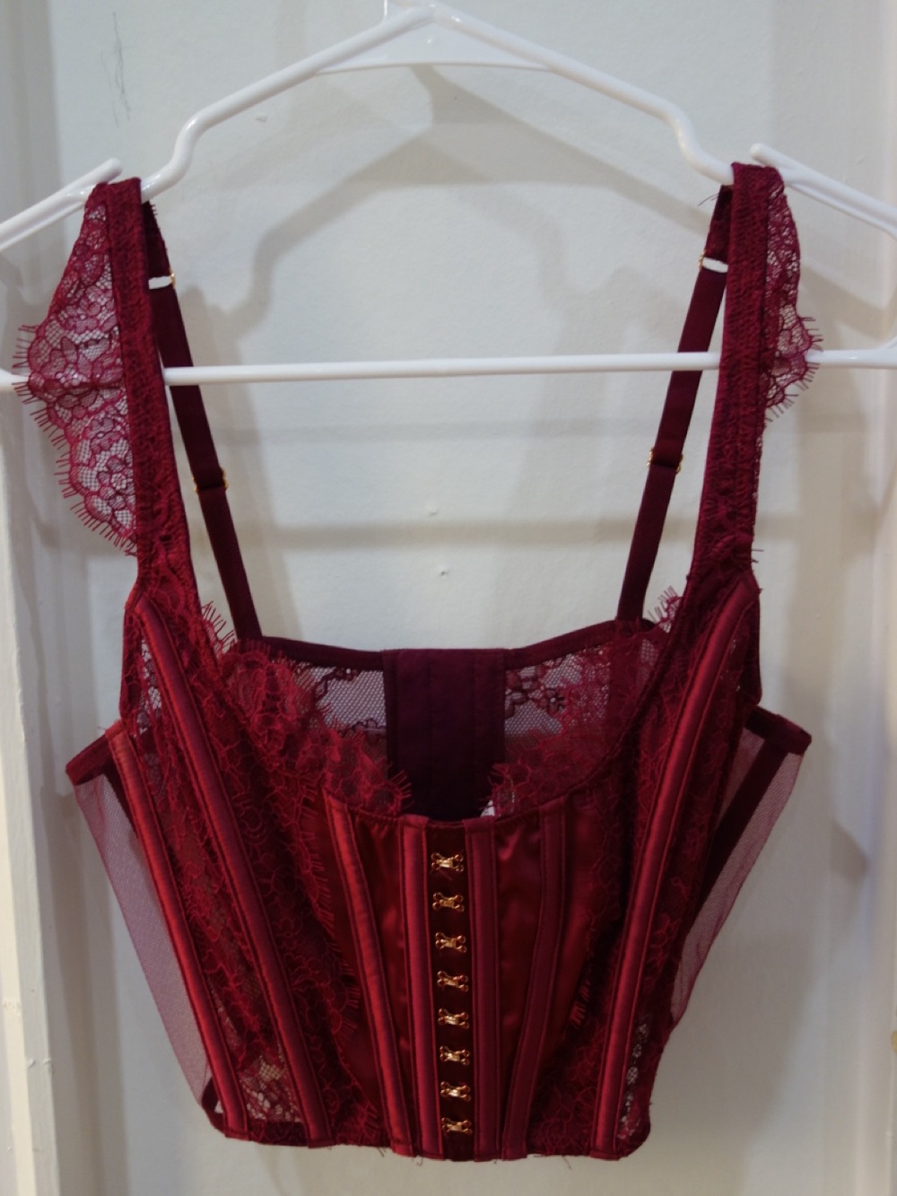 Victoria's Secret Burgundy Lace Corset Top